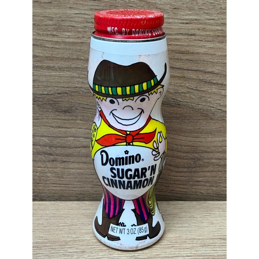 Vintage Domino Sugar N Cinnamon Cowboy Empty Plastic Shaker Bottle